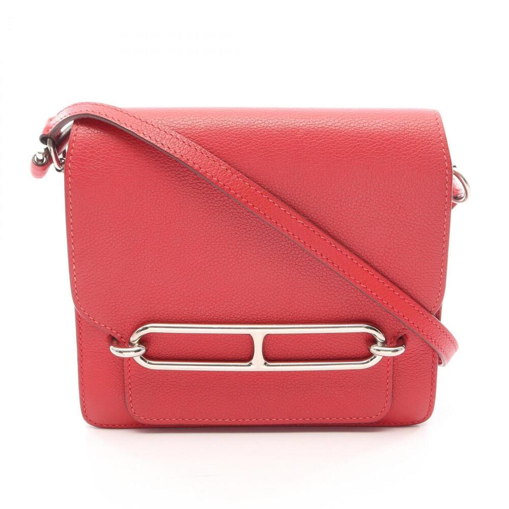 Hermes Sac Lauris Loulis Mini Rouge Garance Shoulder Bag Handbag Evercolor Wo...